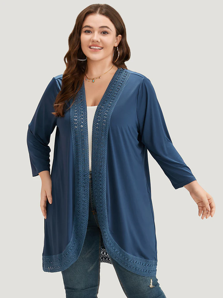 Supersoft Essentials Plain Lace Patchwork Open Front Kimono - Image 5