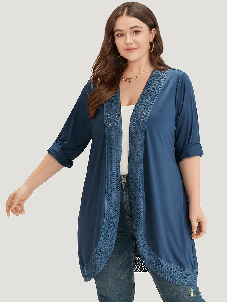 Supersoft Essentials Plain Lace Patchwork Open Front Kimono - Image 6
