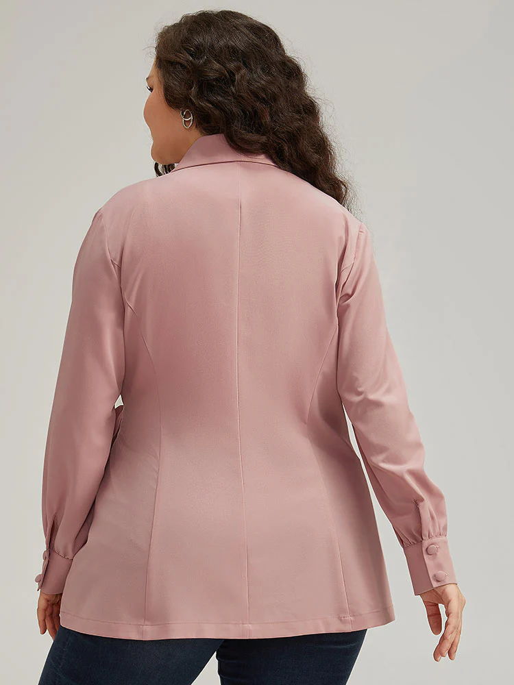 Plain Lapel Collar Asymmetrical Knot Blazer - Image 7