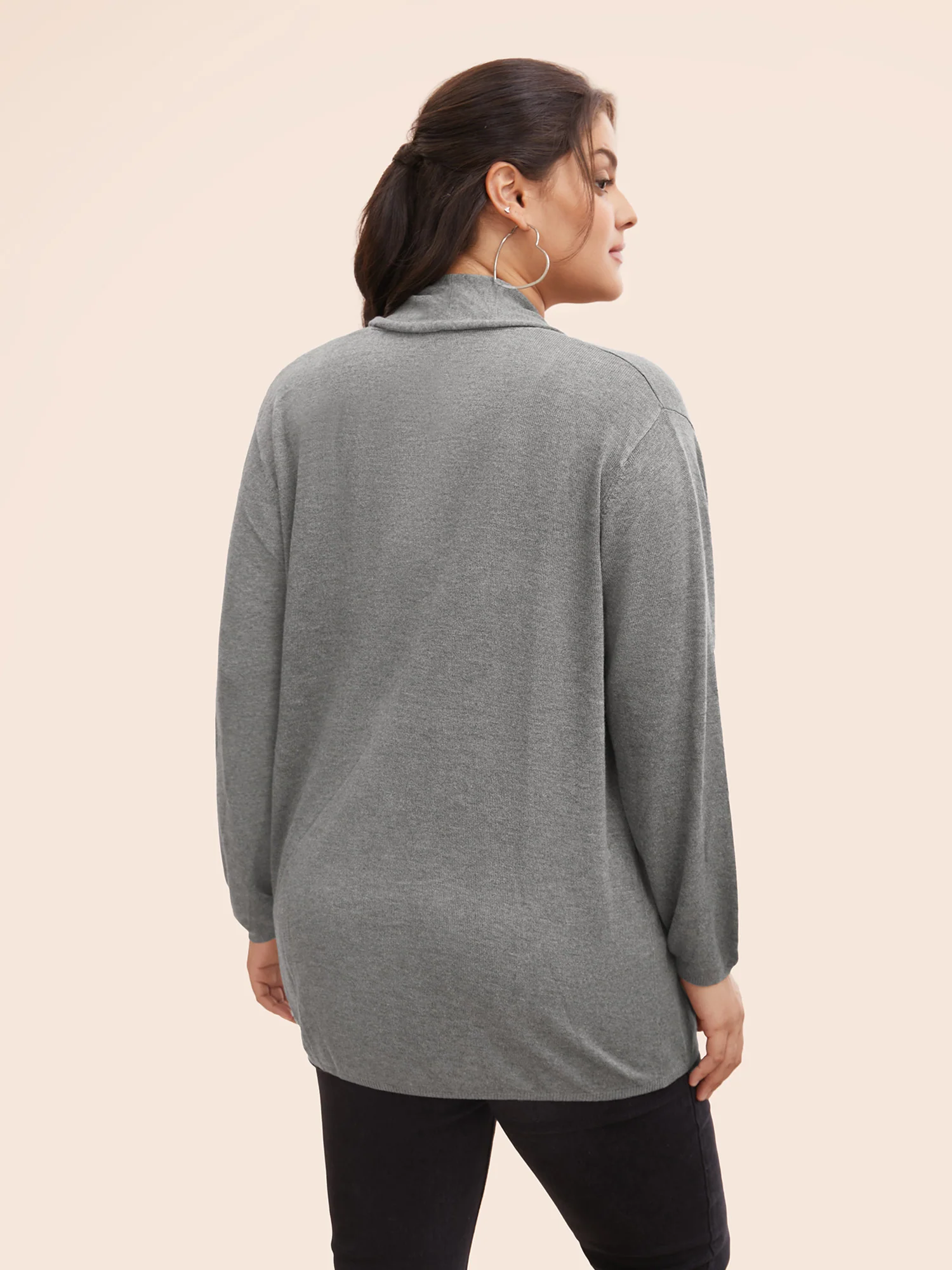 Supersoft Essentials Plain Lapel Collar Drape Cardigan - Image 2