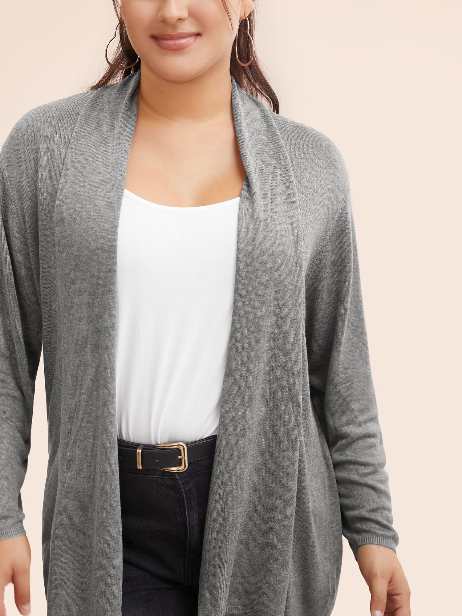 Supersoft Essentials Plain Lapel Collar Drape Cardigan - Image 3
