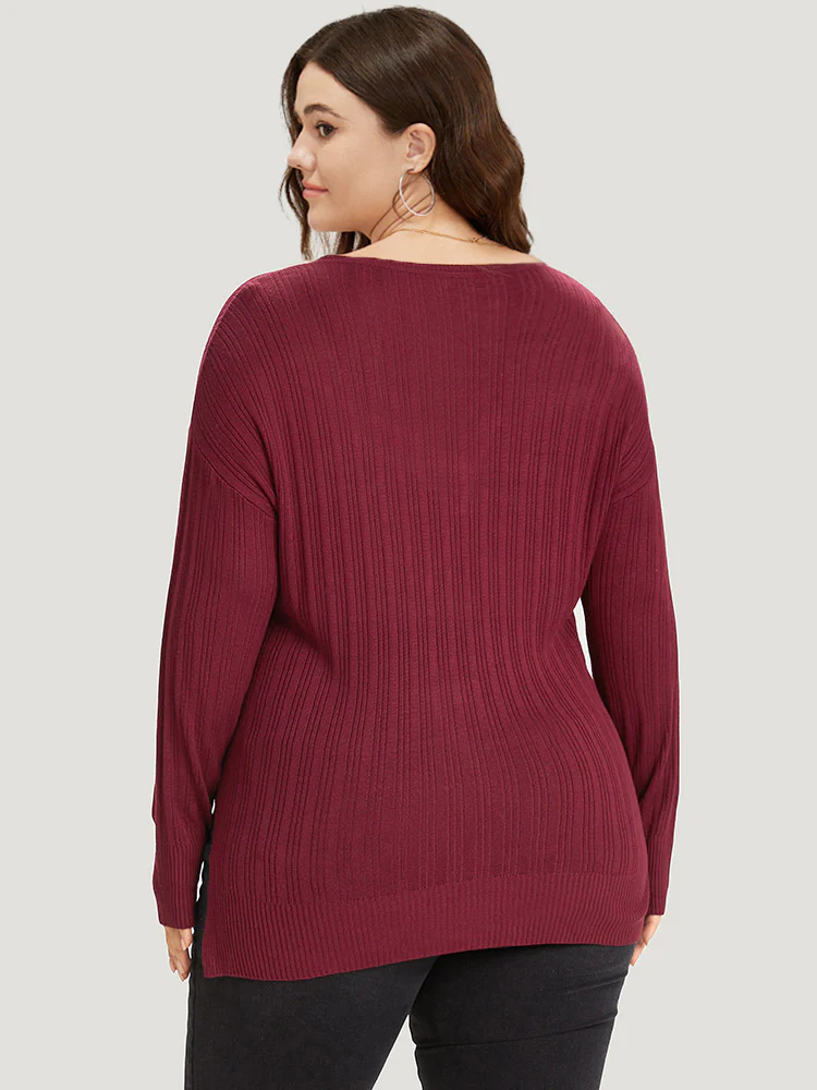 Supersoft Essentials Plain Rib Knit Split Side Pullover - Image 2