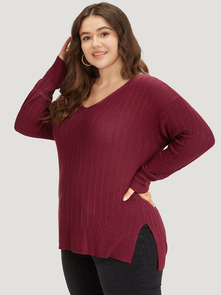 Supersoft Essentials Plain Rib Knit Split Side Pullover - Image 3