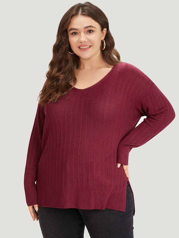 Supersoft Essentials Plain Rib Knit Split Side Pullover - Image 5