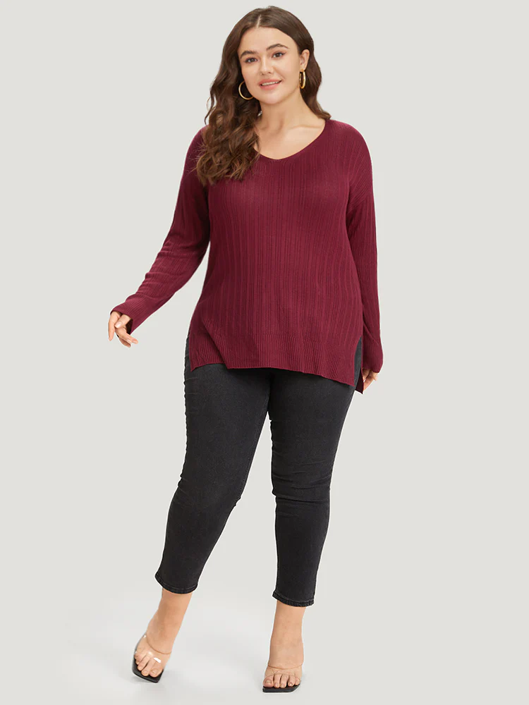 Supersoft Essentials Plain Rib Knit Split Side Pullover - Image 6