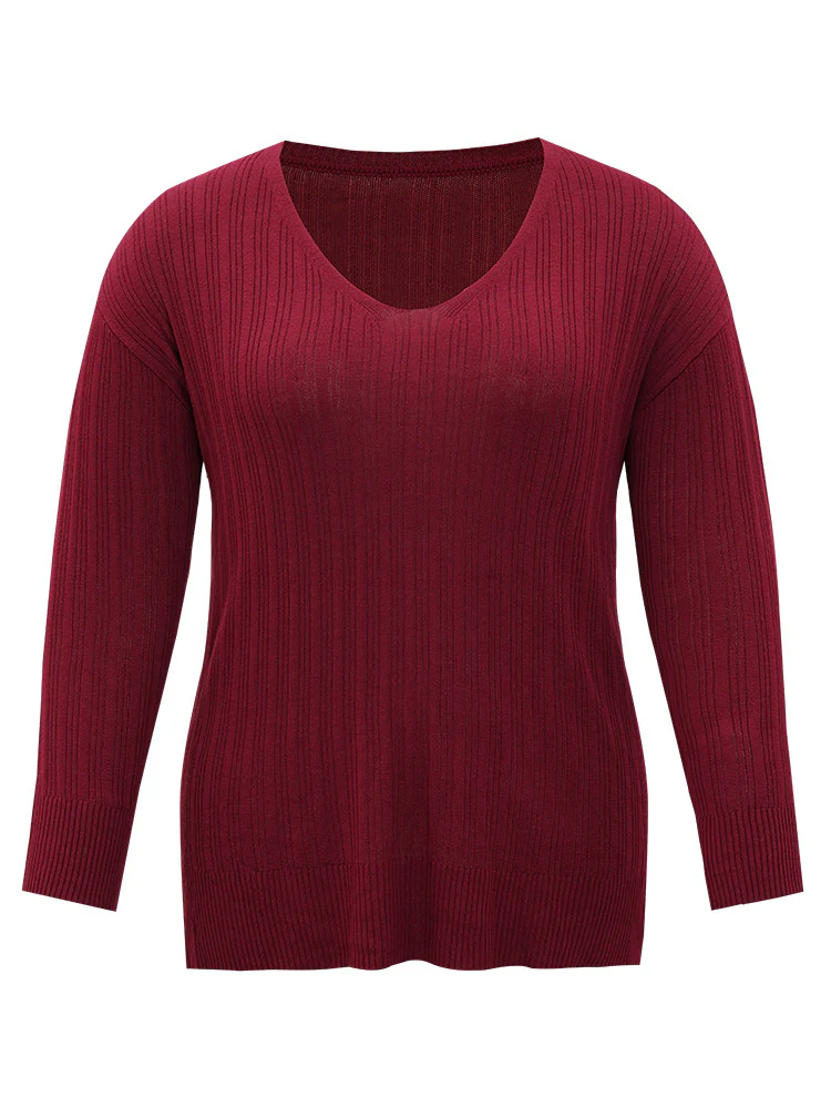 Supersoft Essentials Plain Rib Knit Split Side Pullover - Image 9