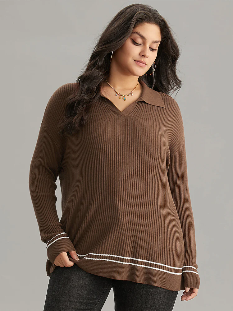 Supersoft Essentials Polo Striped Contrast Pullover - Image 3