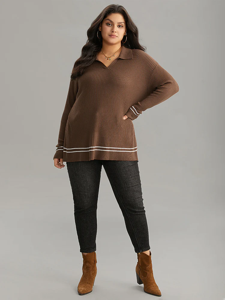 Supersoft Essentials Polo Striped Contrast Pullover - Image 4