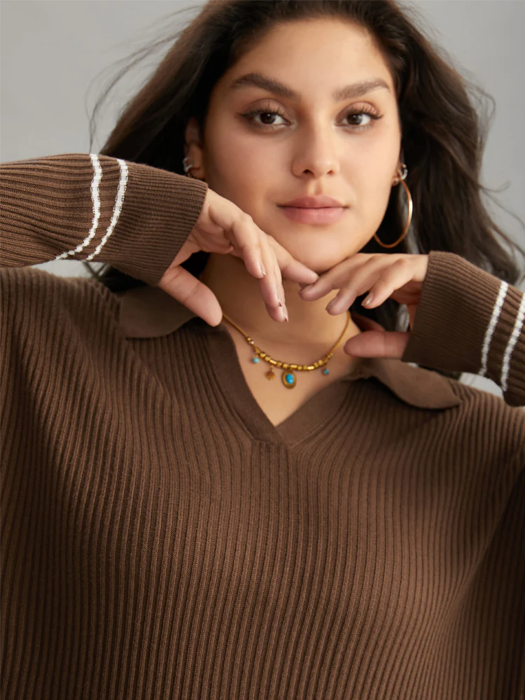 Supersoft Essentials Polo Striped Contrast Pullover - Image 5