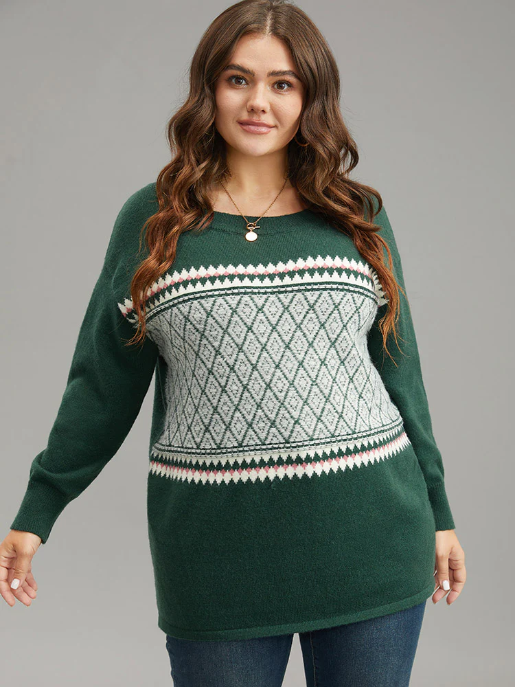 Supersoft Essentials Round Neck Geometric Pullover - Image 3