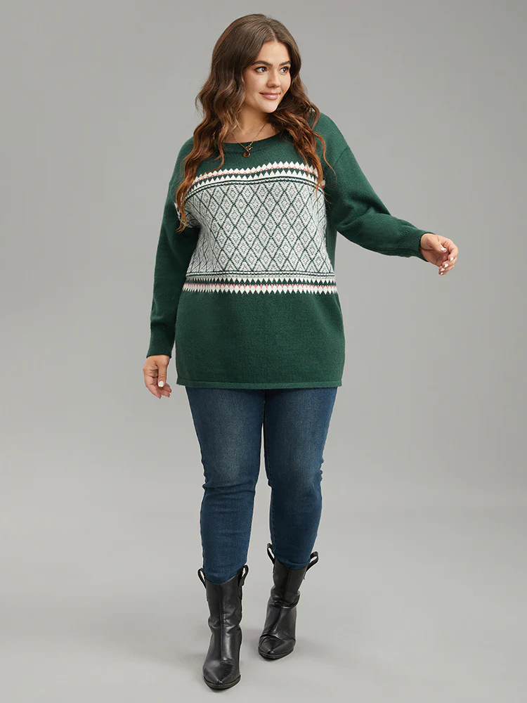 Supersoft Essentials Round Neck Geometric Pullover - Image 4