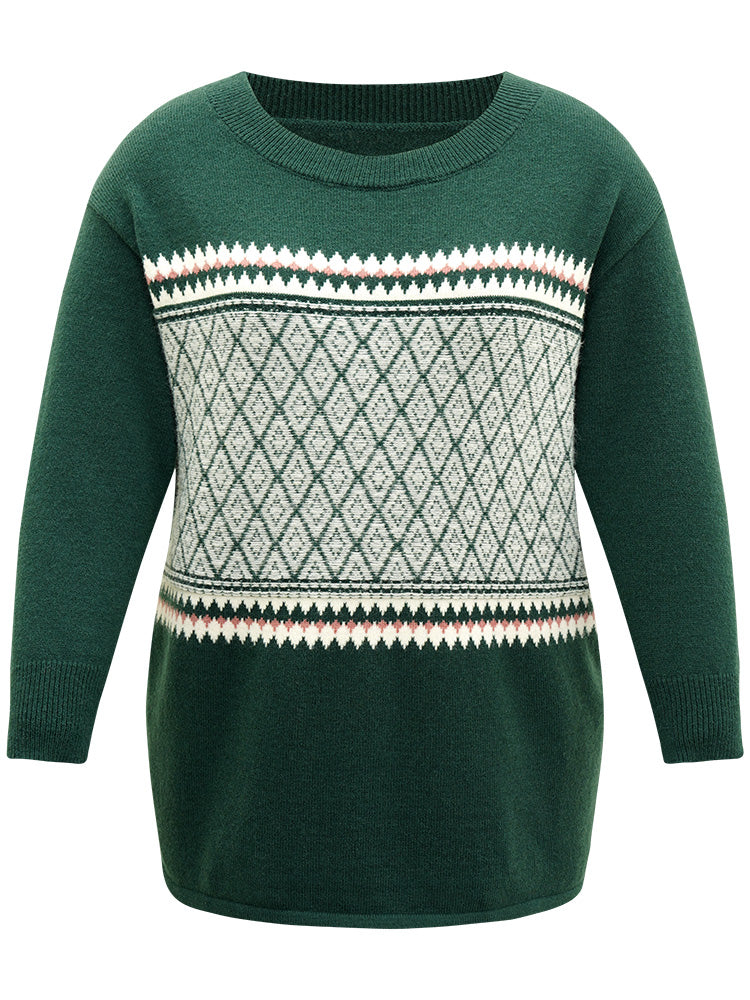 Supersoft Essentials Round Neck Geometric Pullover - Image 7