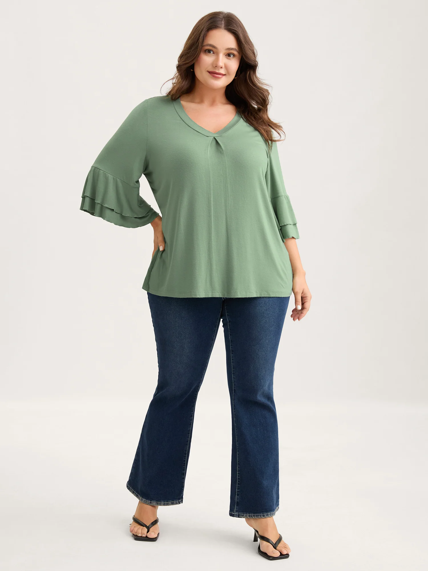 Supersoft Essentials Ruffle Layered Sleeve Pleated T-shirt - Image 11