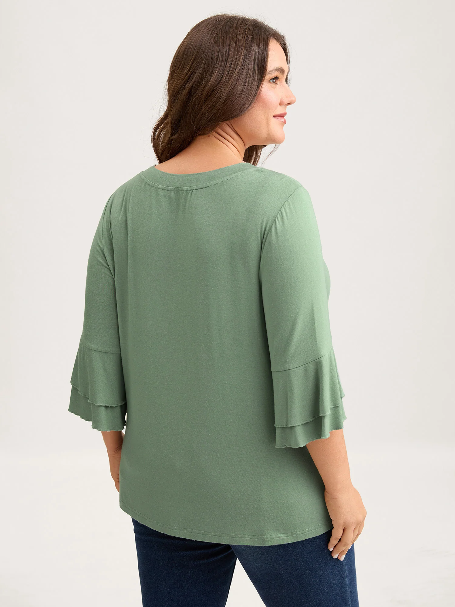 Supersoft Essentials Ruffle Layered Sleeve Pleated T-shirt - Image 12