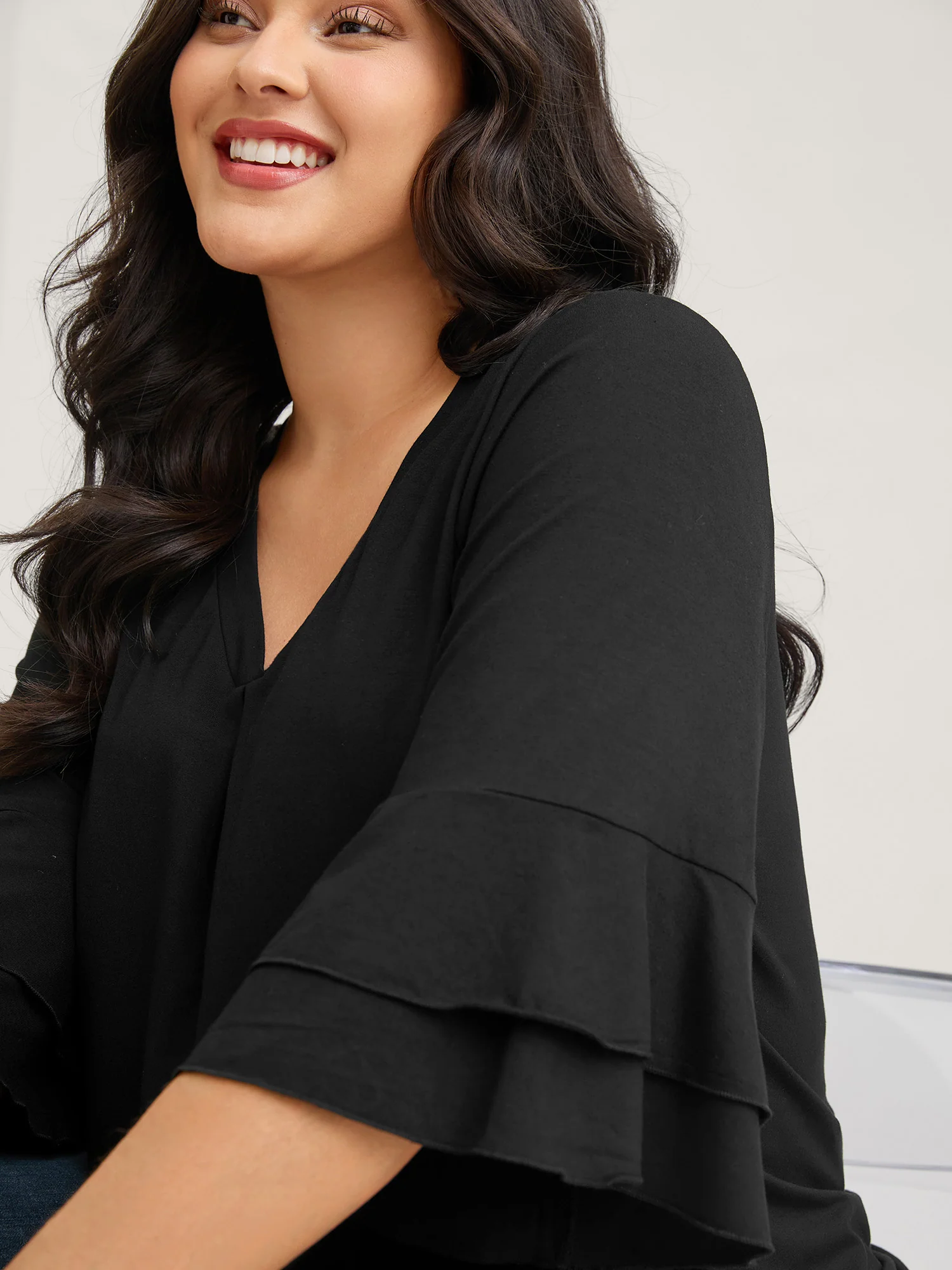 Supersoft Essentials Ruffle Layered Sleeve Pleated T-shirt - Image 16