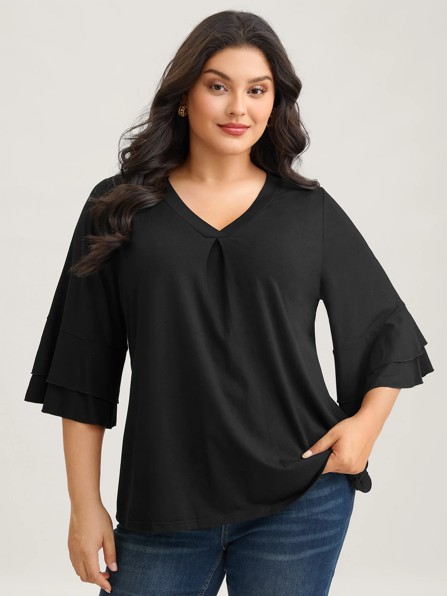 Supersoft Essentials Ruffle Layered Sleeve Pleated T-shirt - Image 17