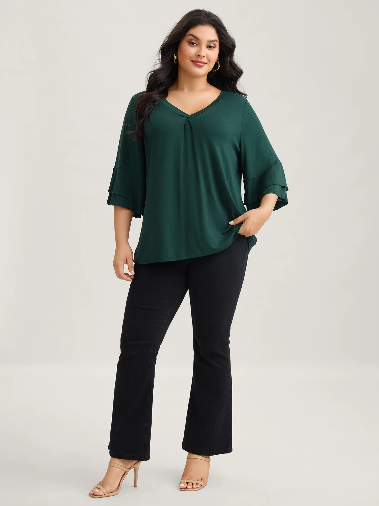 Supersoft Essentials Ruffle Layered Sleeve Pleated T-shirt - Image 26
