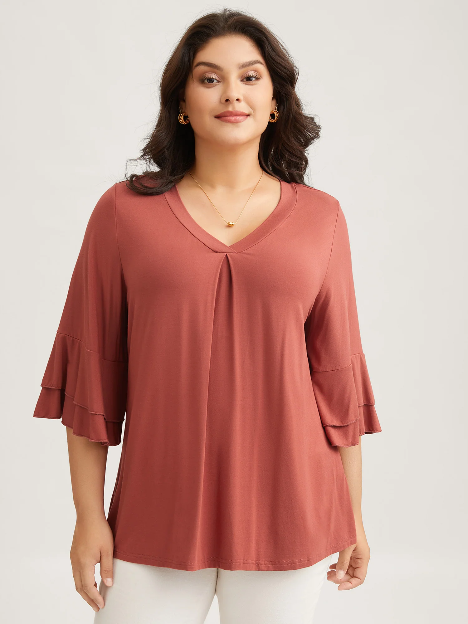 Supersoft Essentials Ruffle Layered Sleeve Pleated T-shirt - Image 28