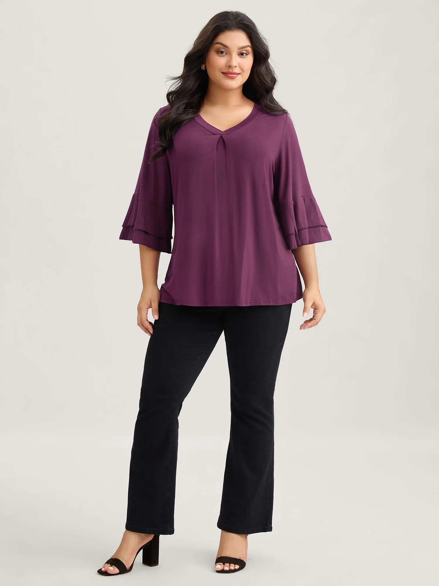Supersoft Essentials Ruffle Layered Sleeve Pleated T-shirt - Image 3