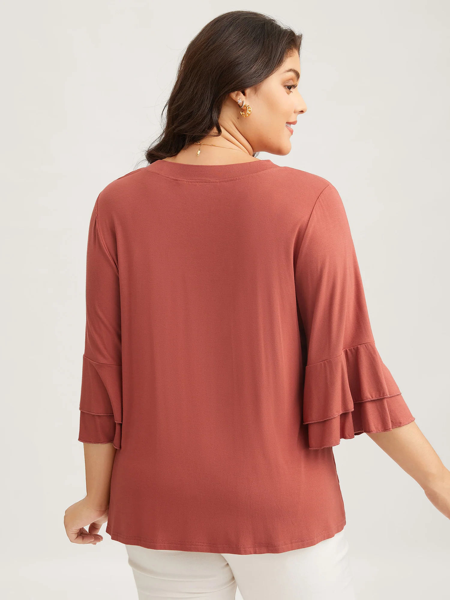 Supersoft Essentials Ruffle Layered Sleeve Pleated T-shirt - Image 31