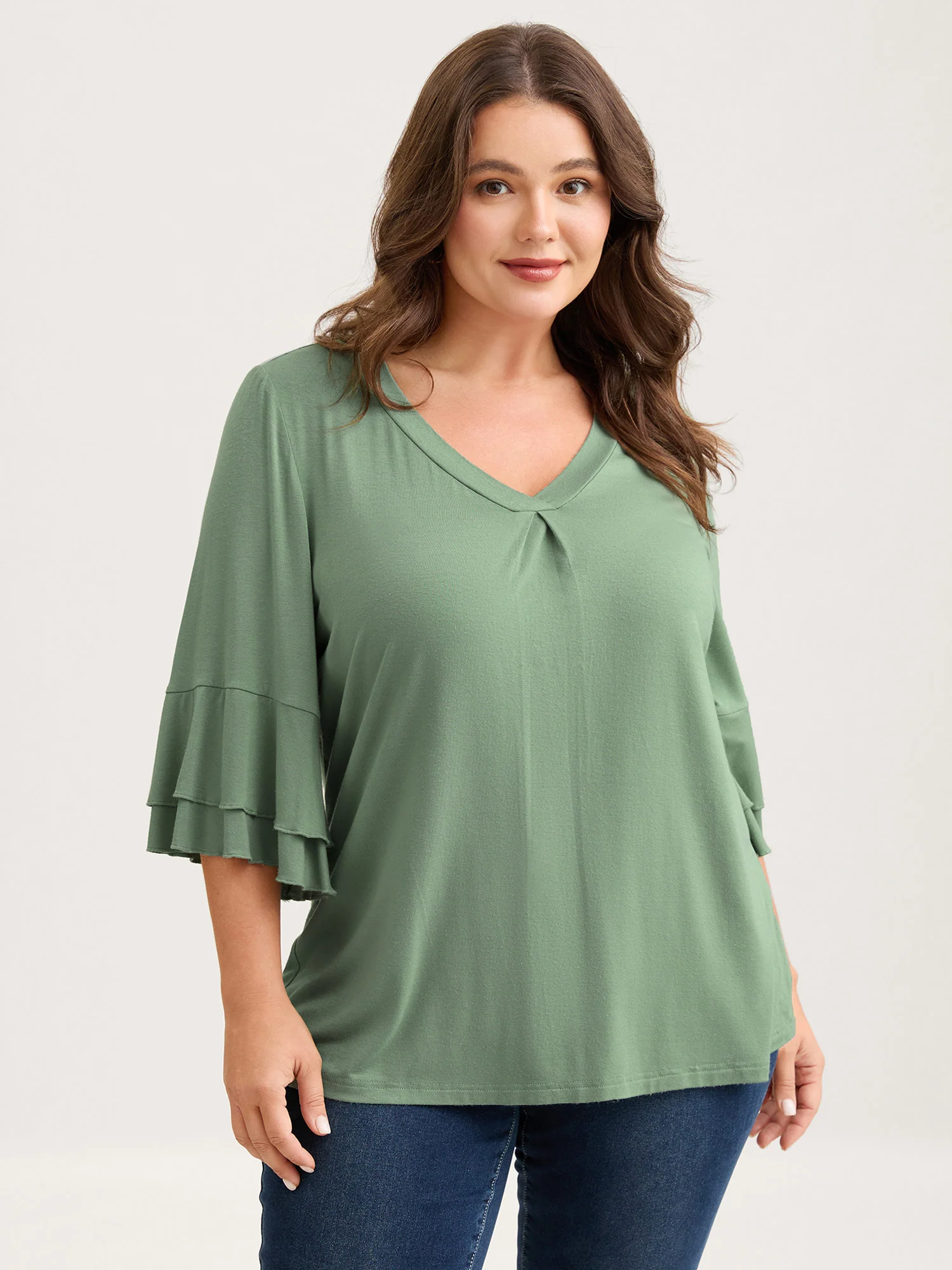 Supersoft Essentials Ruffle Layered Sleeve Pleated T-shirt - Image 9