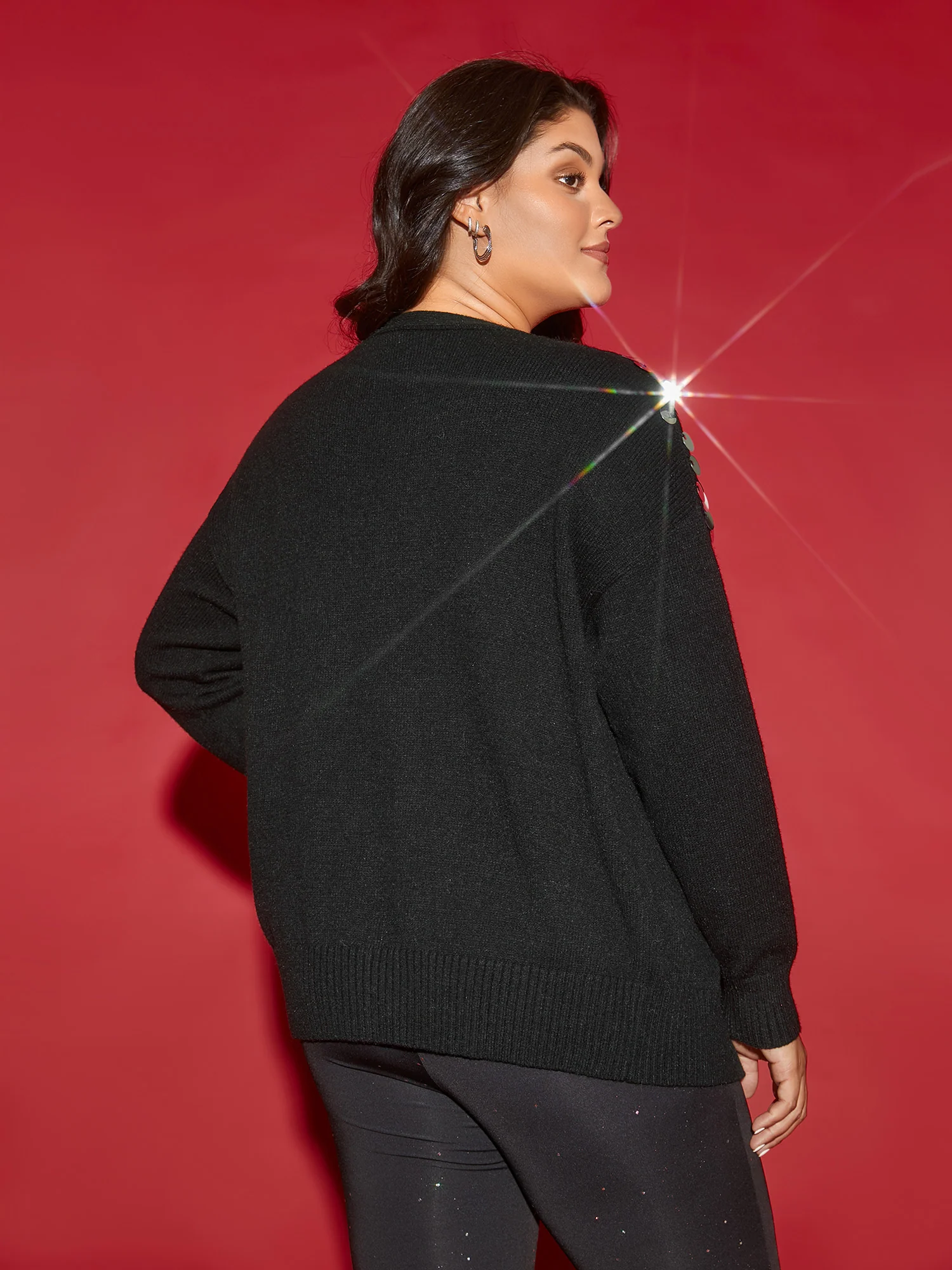 Supersoft Essentials Silver Sequins Shoulder Open Cardigan - Image 2