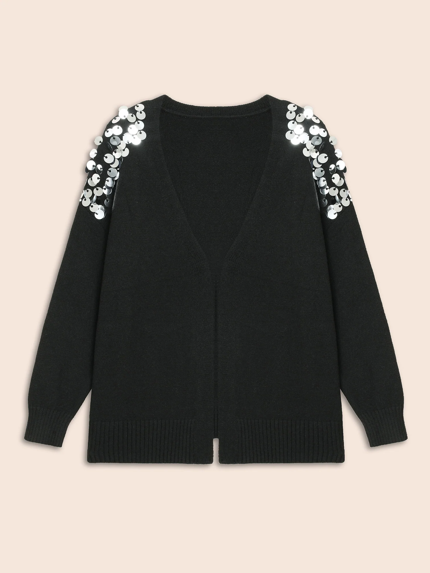Supersoft Essentials Silver Sequins Shoulder Open Cardigan - Image 8