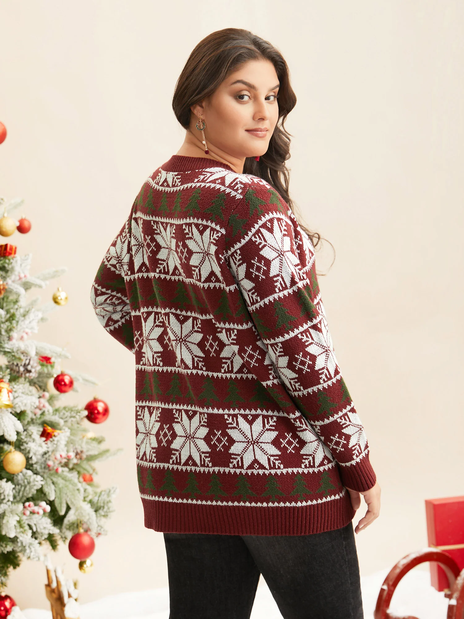 Supersoft Essentials Snowflakes Pattern Ribbed Pullover - Image 2