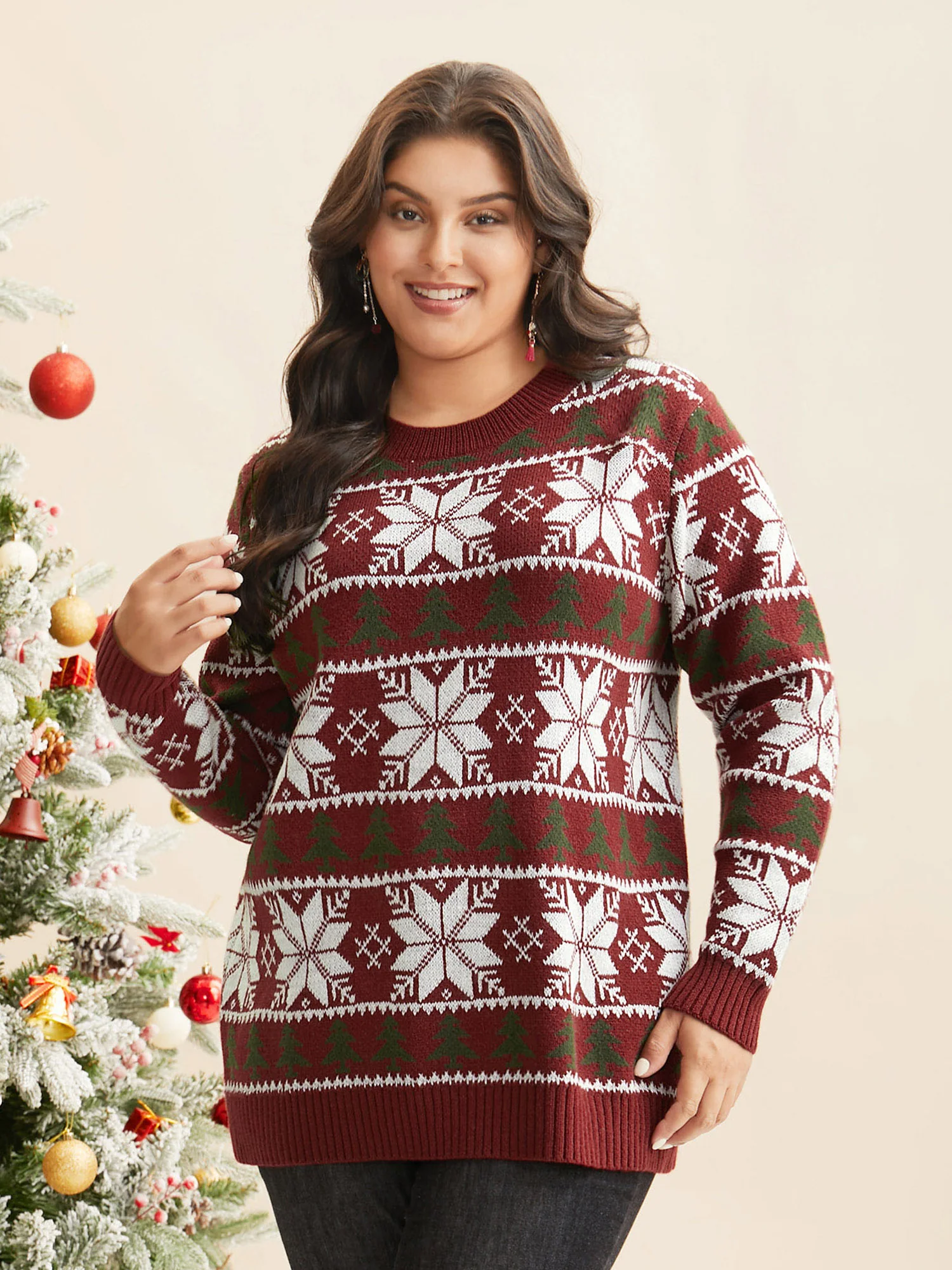 Supersoft Essentials Snowflakes Pattern Ribbed Pullover - Image 3