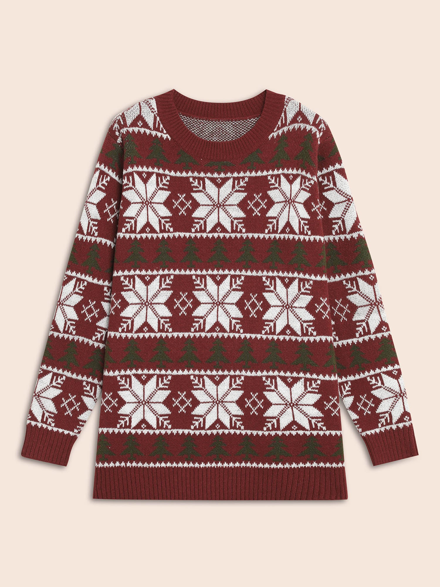 Supersoft Essentials Snowflakes Pattern Ribbed Pullover - Image 8
