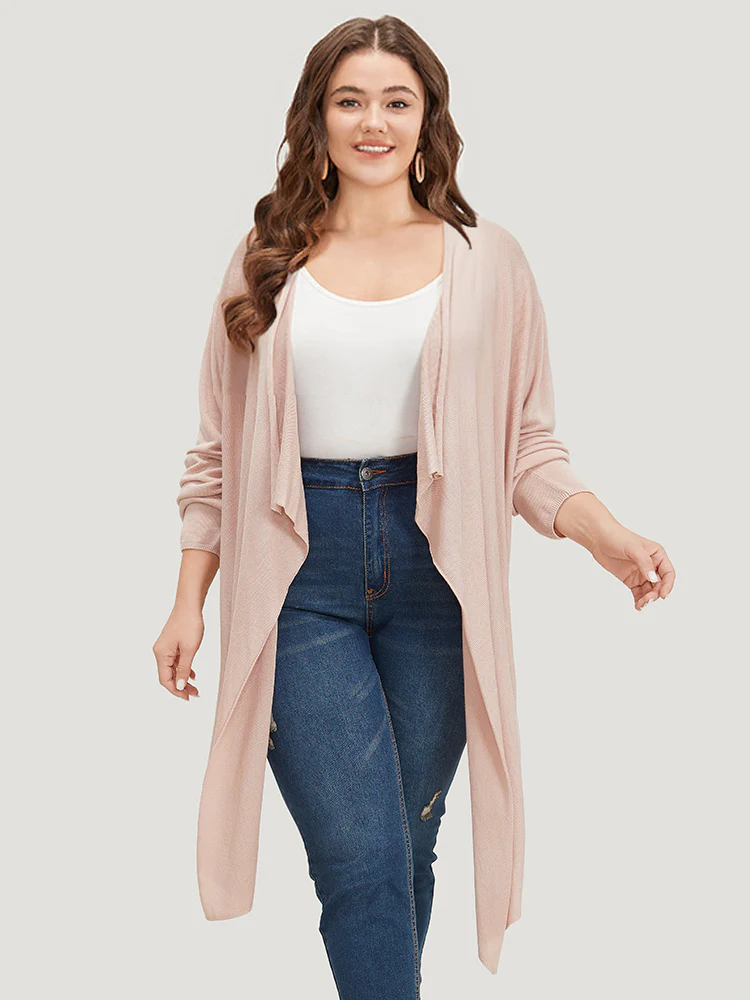 Supersoft Essentials Solid Asymmetrical Hem Lapel Collar Cardigan