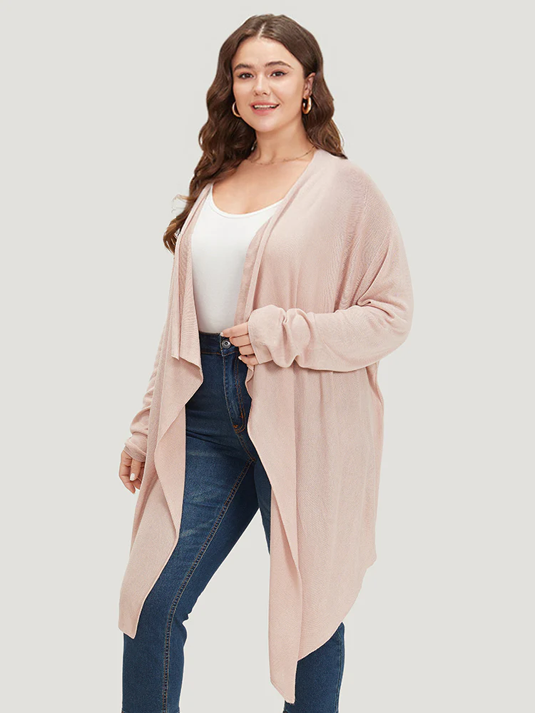 Supersoft Essentials Solid Asymmetrical Hem Lapel Collar Cardigan - Image 4