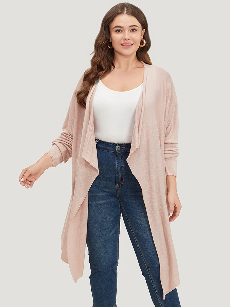 Supersoft Essentials Solid Asymmetrical Hem Lapel Collar Cardigan - Image 5