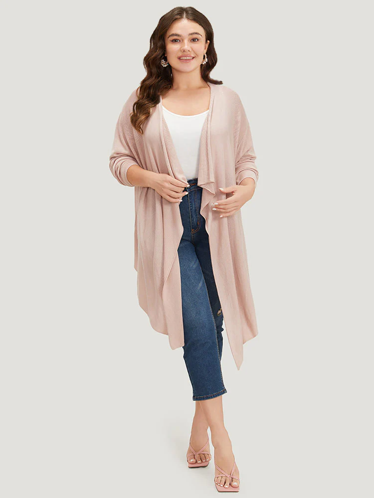 Supersoft Essentials Solid Asymmetrical Hem Lapel Collar Cardigan - Image 6
