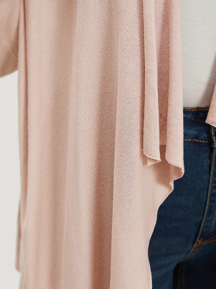 Supersoft Essentials Solid Asymmetrical Hem Lapel Collar Cardigan - Image 9