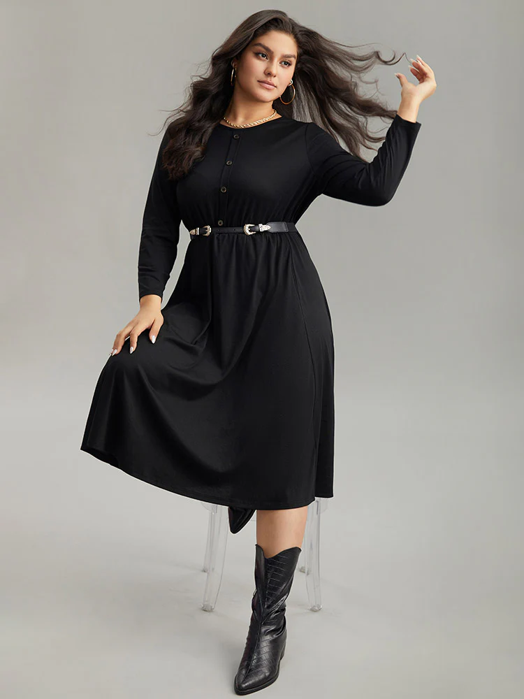 Supersoft Essentials Solid Button Detail Dress - Image 2