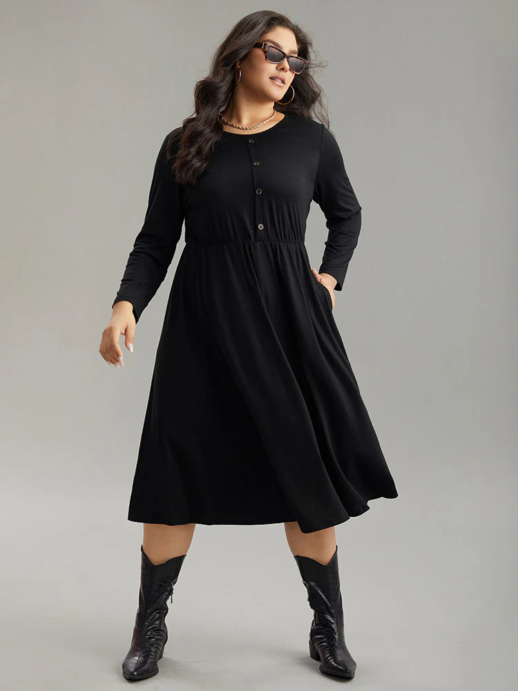Supersoft Essentials Solid Button Detail Dress - Image 3