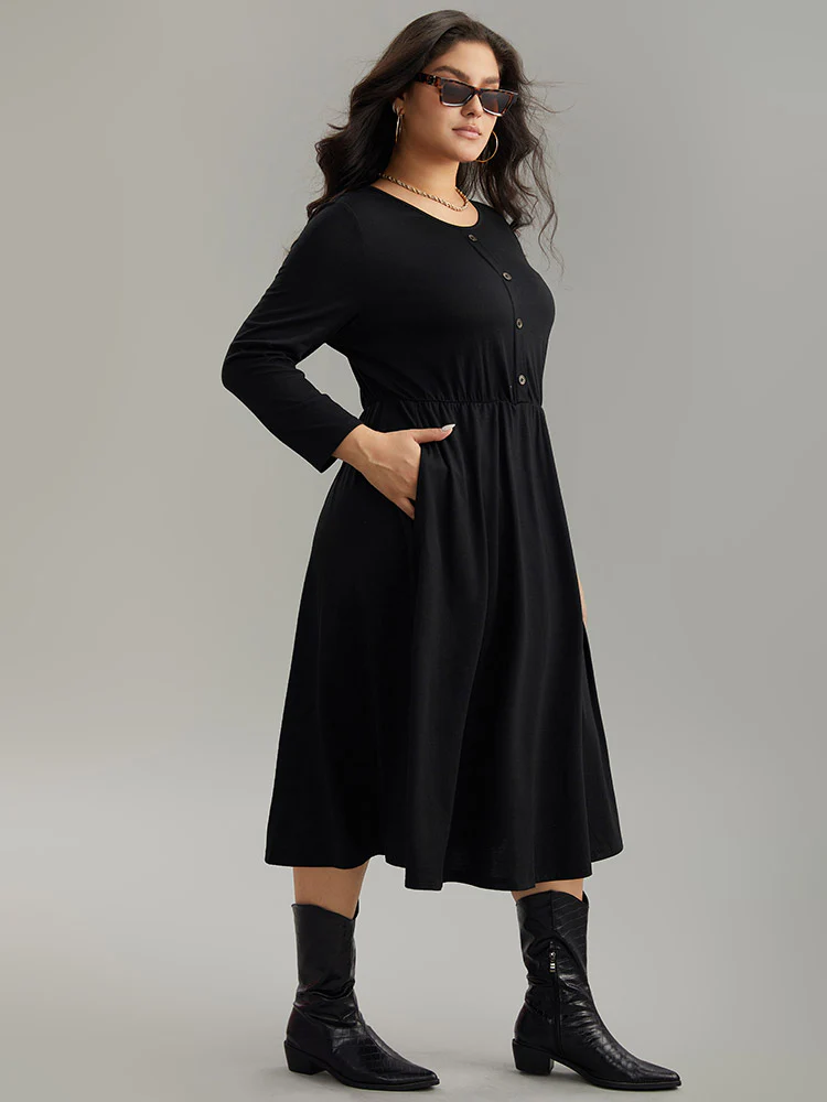 Supersoft Essentials Solid Button Detail Dress - Image 4
