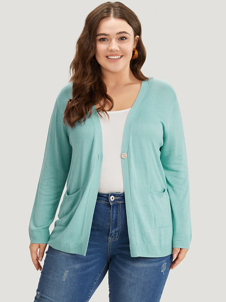 Supersoft Essentials Solid Button Up Pocket Drop Shoulder Cardigan - Image 3