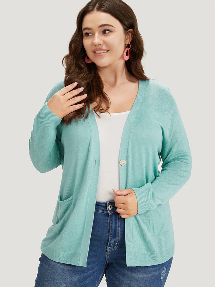 Supersoft Essentials Solid Button Up Pocket Drop Shoulder Cardigan - Image 4