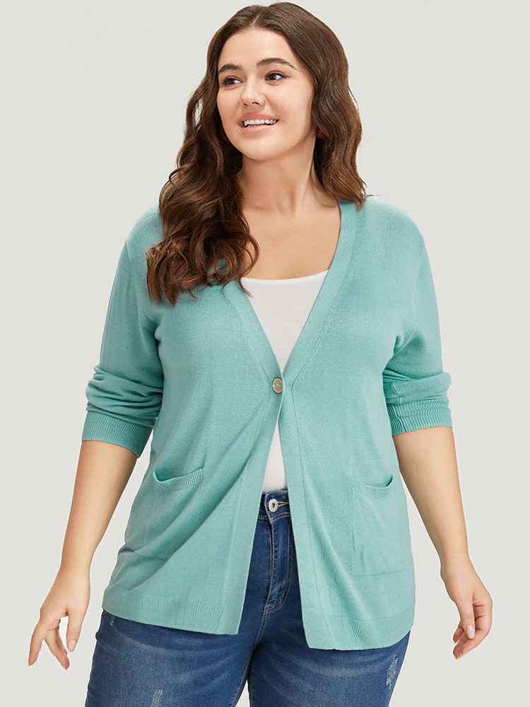 Supersoft Essentials Solid Button Up Pocket Drop Shoulder Cardigan - Image 5