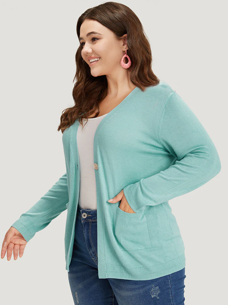 Supersoft Essentials Solid Button Up Pocket Drop Shoulder Cardigan - Image 6
