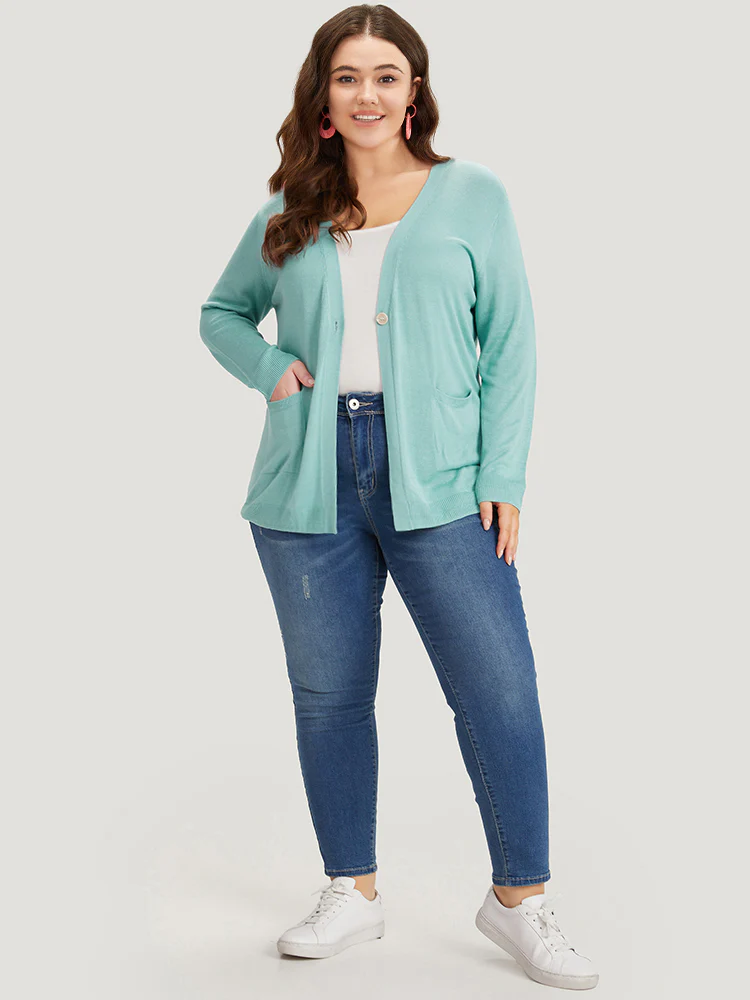 Supersoft Essentials Solid Button Up Pocket Drop Shoulder Cardigan - Image 7