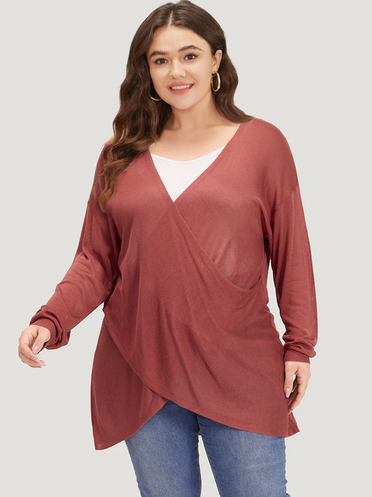 Supersoft Essentials Solid Crossover Elastic Cuffs Pullover - Image 3
