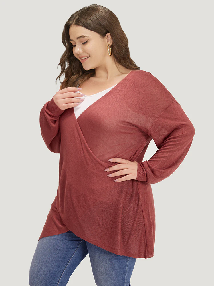 Supersoft Essentials Solid Crossover Elastic Cuffs Pullover - Image 4