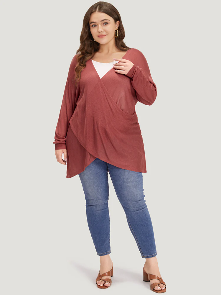 Supersoft Essentials Solid Crossover Elastic Cuffs Pullover - Image 5