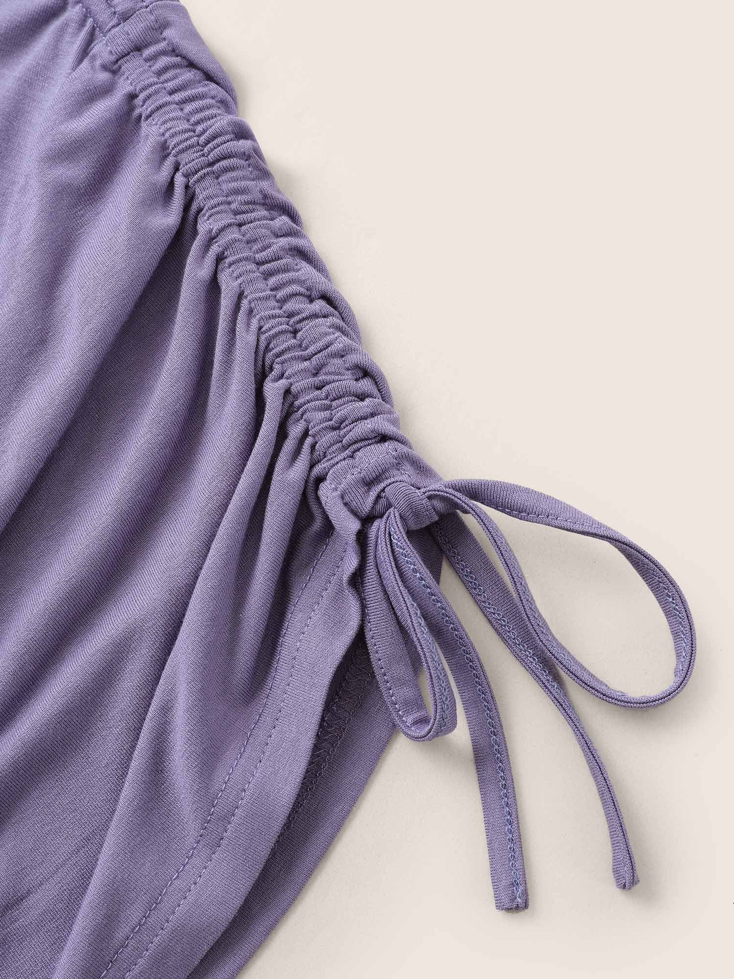 Supersoft Plain Gathered Drawstring Sleeve Pajama Top - Image 5