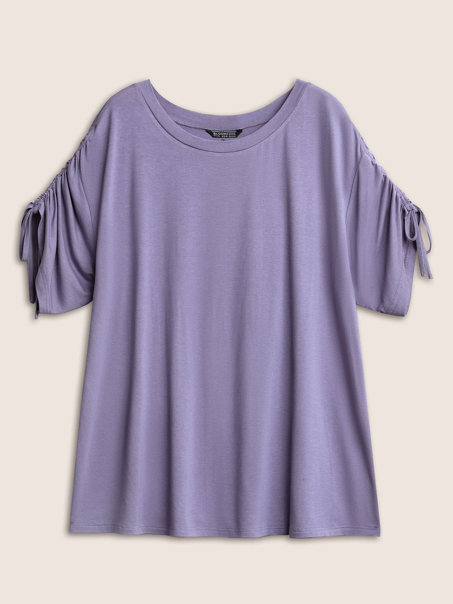 Supersoft Plain Gathered Drawstring Sleeve Pajama Top - Image 6