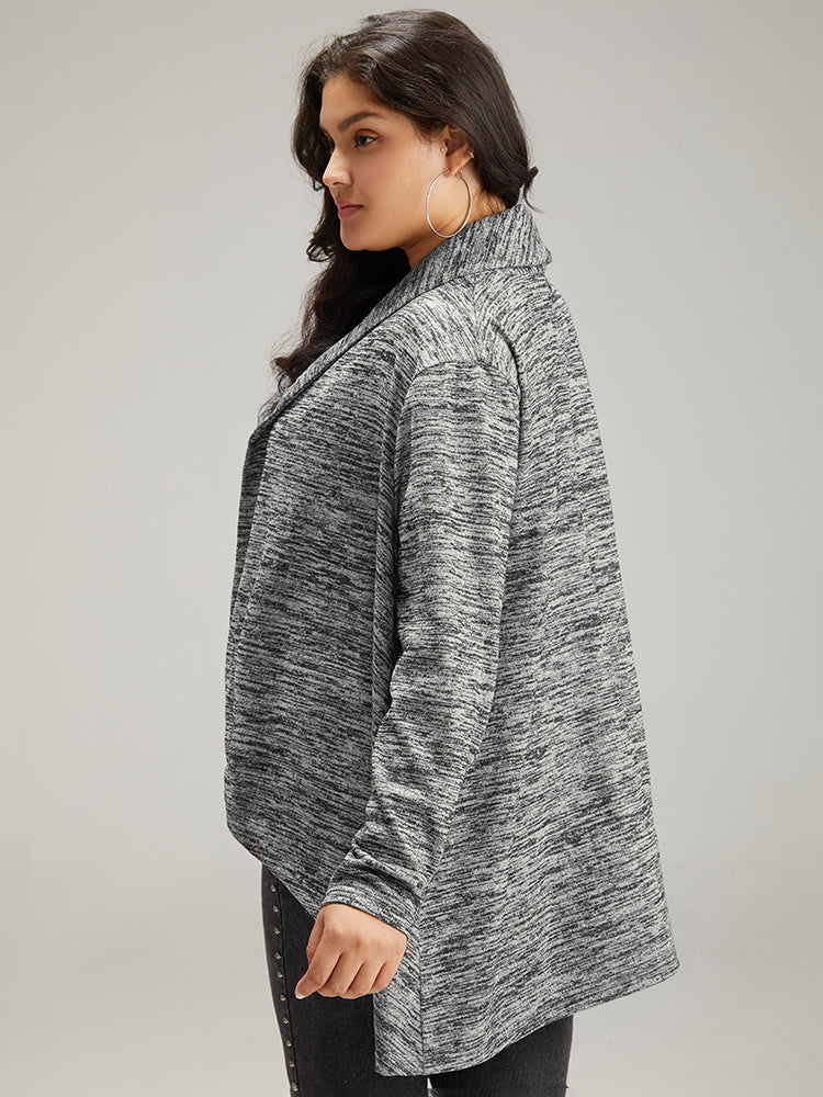 Supersoft Essentials Solid Heather Asymmetrical Hem Kimono - Image 2