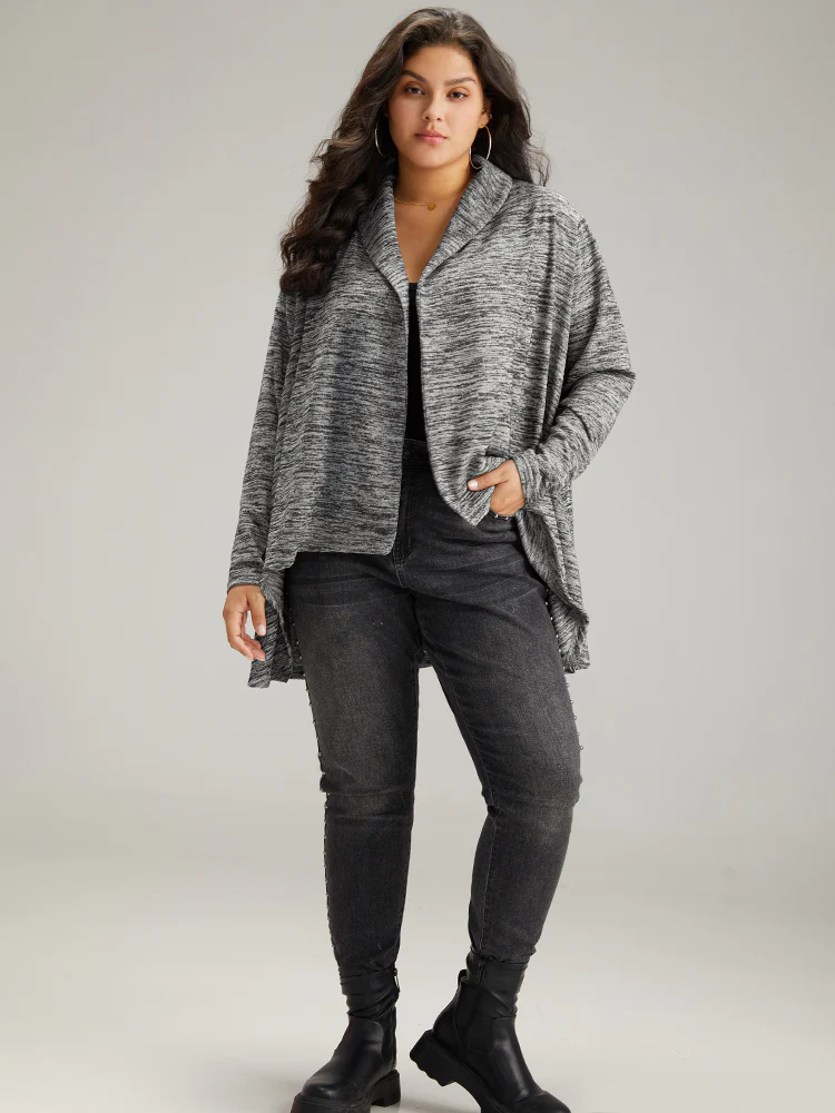 Supersoft Essentials Solid Heather Asymmetrical Hem Kimono - Image 4